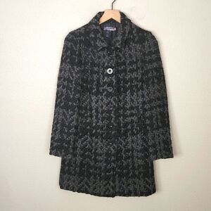 Desigual Womens Black and Gray Wool Button Down Coat/Jacket
